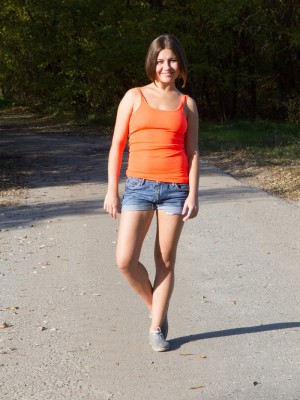 Hirsute Babe Emilia about a walk inwards the outdoors